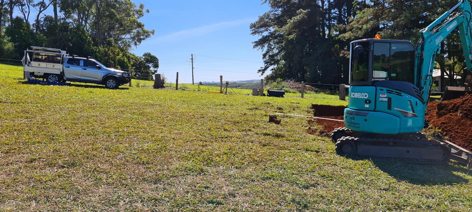 Excavator on site in a Northern Rivers paddock