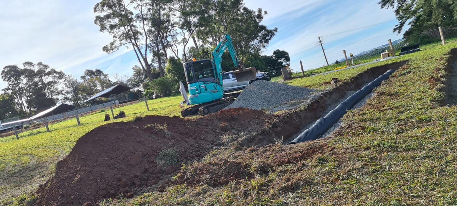Trenching and drainage work in progress