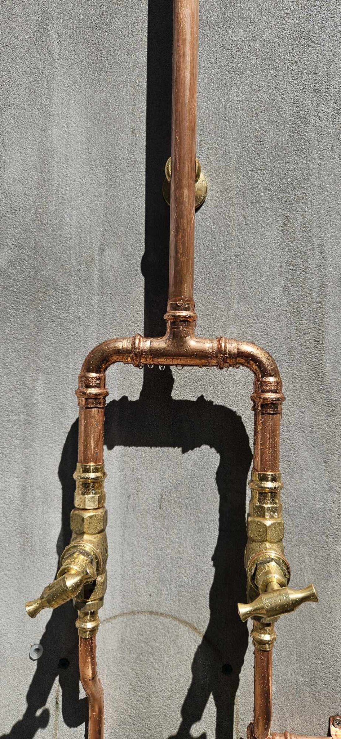 Brass and copper shower fittings detail